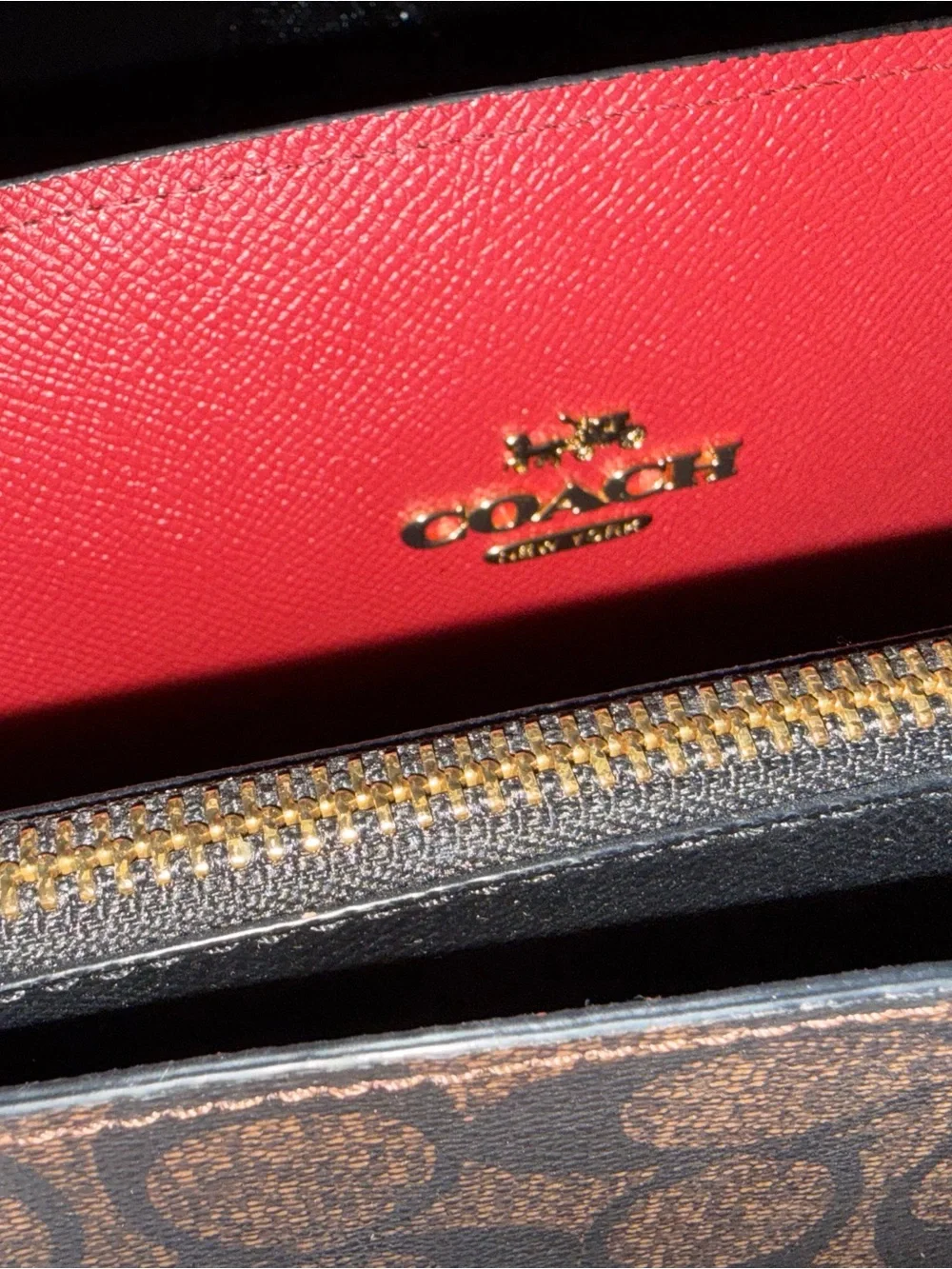 Coach Signature Canvas Tatum Carryall with Red Interior